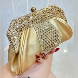 Gold Jeweled Evening Clutch Handbag